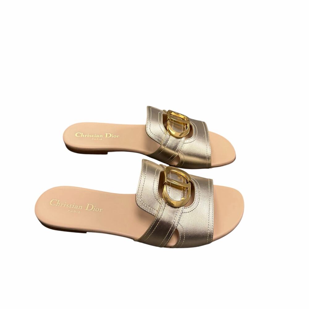 NEW Christian Dior 30 Montaigne Slide Sandal Platinum Gold Womens 38.5 / US 8.5 - Picture 3 of 13
